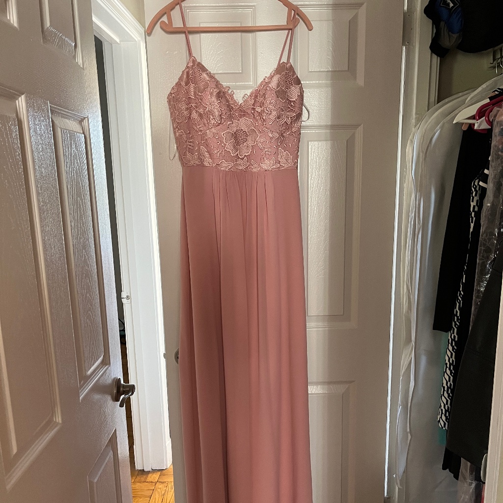 Rose Gown/Maxi Dress With Lace Detailing